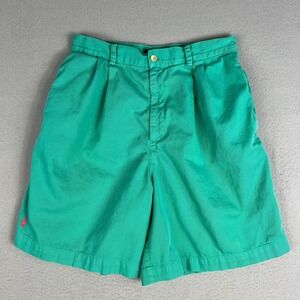 VTG‎ Ralph Lauren Womens Green Chino Shorts Size 8 Cotton High Rise Preppy USA